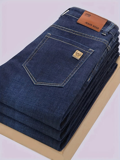 Four Seasons Regular Men's Jeans New Business Trendy Straight Jeans Fashionable Versatile Men's Elastic Jeans Very Suitable for Daily Outdoor Casual Wear Comfortable Classic Design