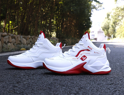 Men's high-top casual sports shoes fashion outdoor walking shoes for road running; lace-up wear-resistant versatile - ayq