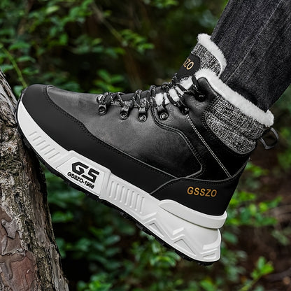 Men'S All-Season High-Top Ski Boots with Non-Slip Rubber Sole & Lace-Up Closure - Heavy-Duty Winter Hiking Boots with Arch Support, Durable Pu/fabric Construction For Snow, Ice, Mud - All-terrain Outdoor Boots For Training, C