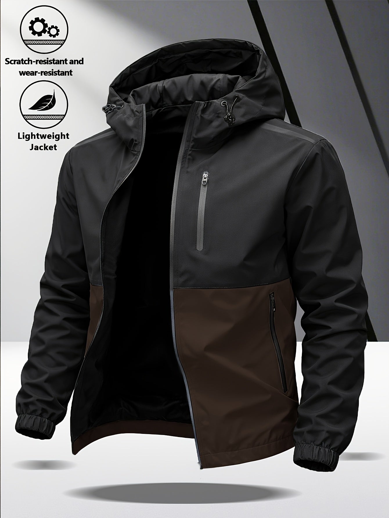 Men's Casual Hooded Softshell Sports Windbreaker Jacket
