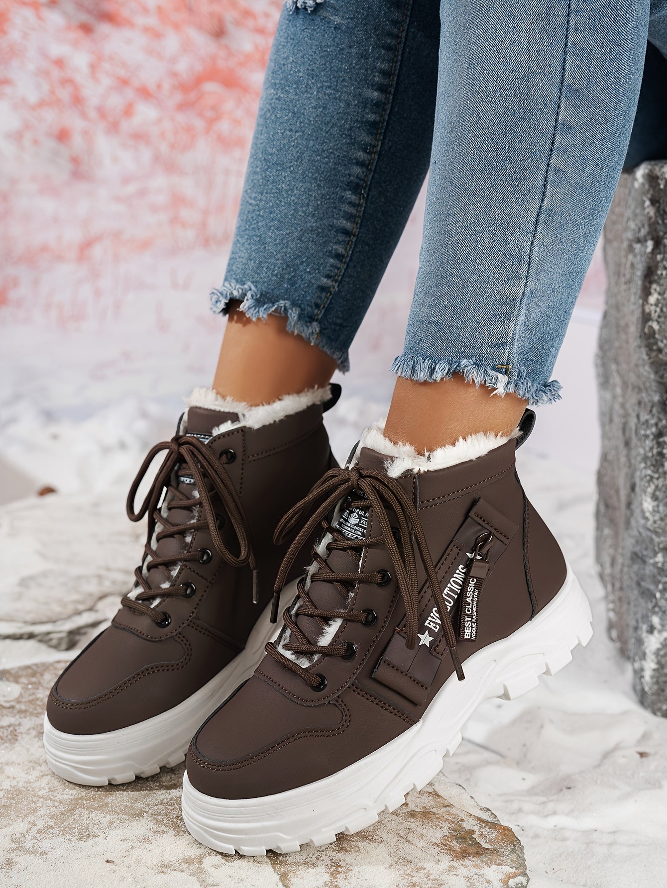 Կանացի ձմեռային ձնագնացքներ - Տաք երեսպատված, չսահող, բարձրակրունկ արտաքին ցանկացած առիթի համար կոշիկներ, ռիբավորված մեղմացնող ներդիրով, սև, իդեալական են ցուրտ եղանակի համար, ձմեռային կոշիկներ | Ոճային ձմեռային կոշիկներ | Դիմացկուն կոշիկներ