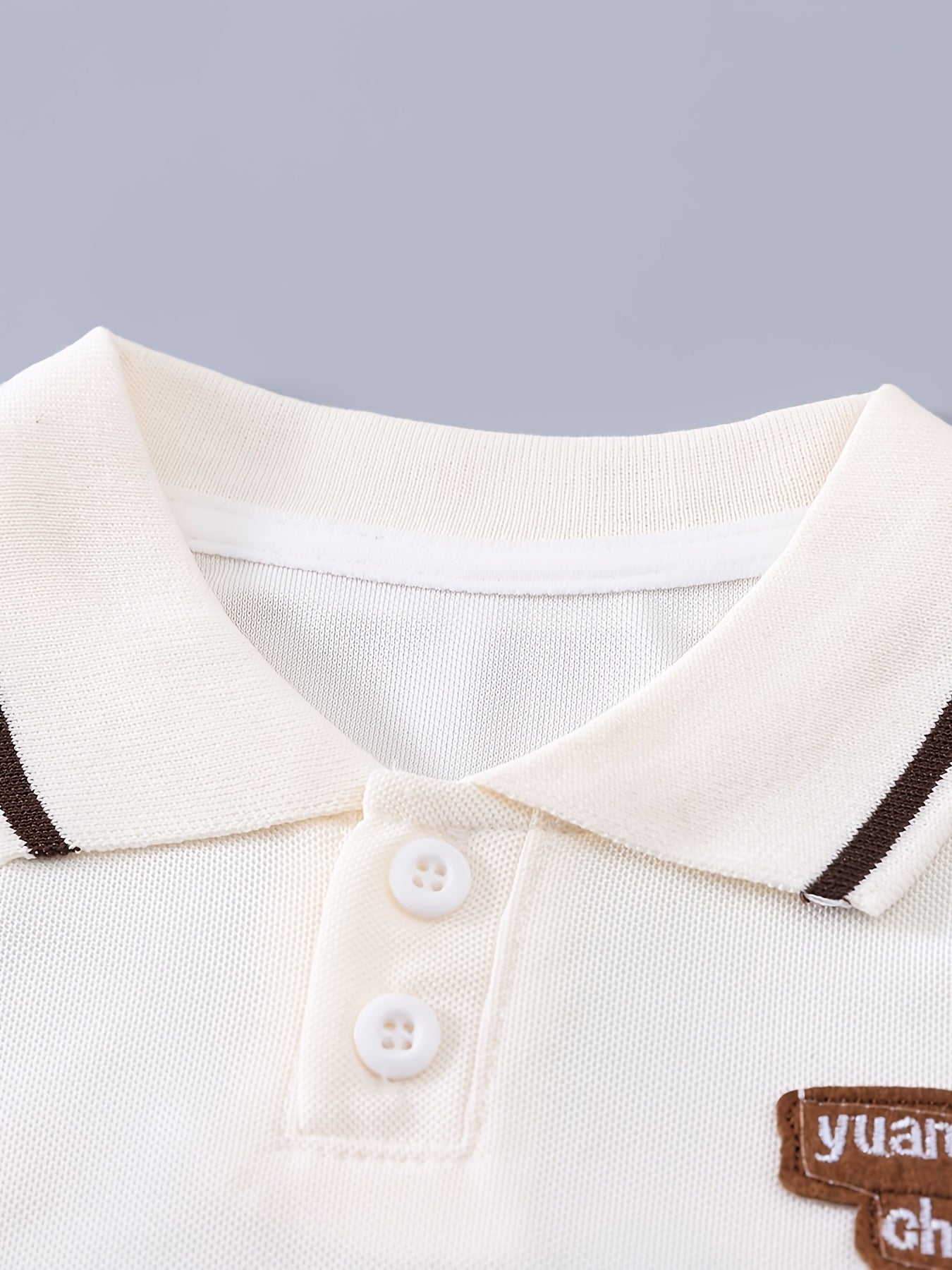 Boys' Summer Cartoon Bear Polo Shirt & Shorts Set