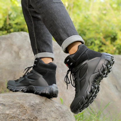 Men's High-Top Outdoor Hiking Boots, Durable All-Season Footwear