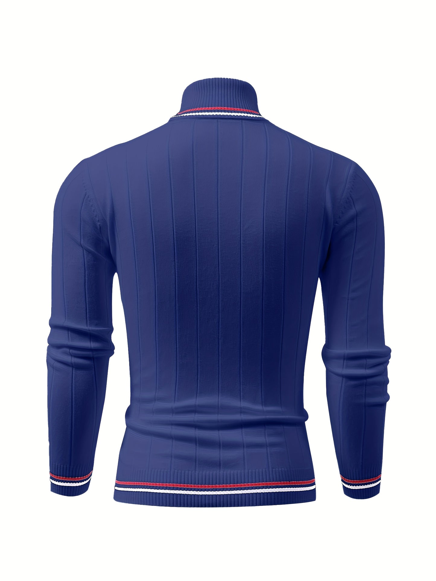 Temujin OBM Men's College Style Fashion New Color Block Striped High Neck Knit Long Sleeve Pullover Sweater