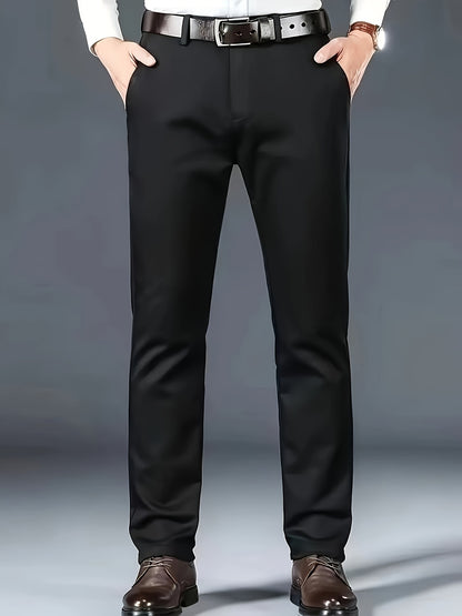 Four Seasons Men's New Casual Formal Pants Business Style Trendy Casual Long Pants Fashionable Versatile Men's Elastic Western Pants Comfortable Classic Design Casual Wear