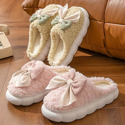 Women’s Plush Slip-On Slippers with Anti-Slip Thickened Soles