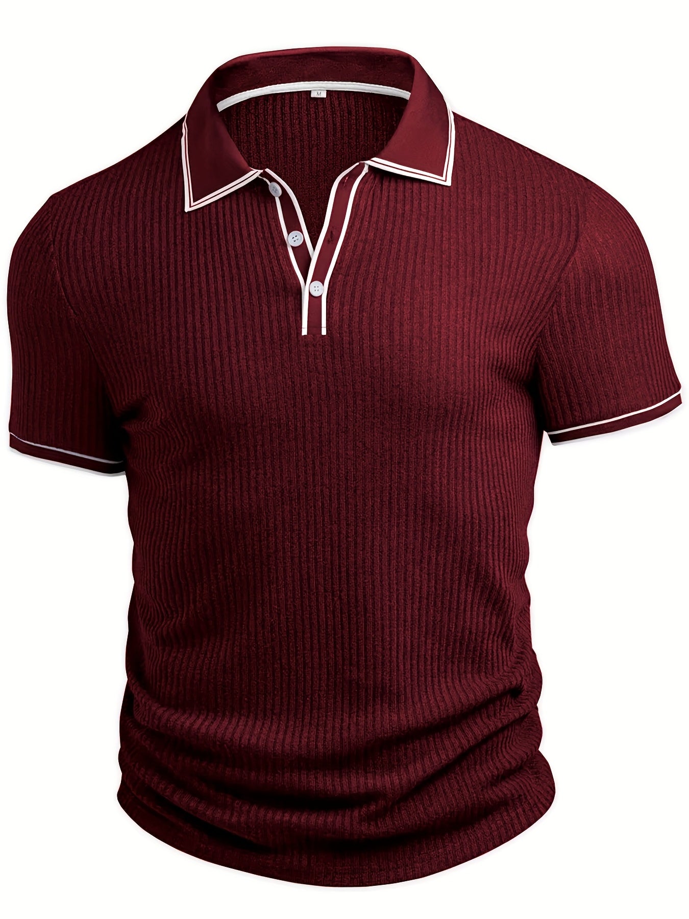 Men's Summer Casual Polo Shirt with Contrast Collar