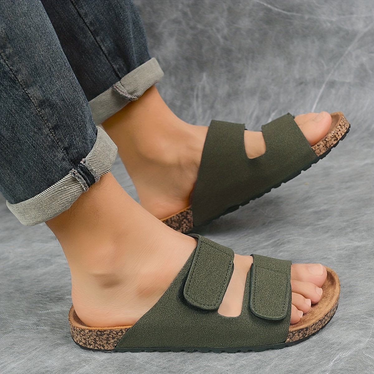 Men's Vintage Double Buckle Casual Slip-On Slippers