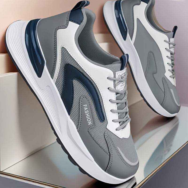 Men'S Plus Size Fashion Sneakers - Breathable Mesh Lace-Up Casual Shoes with Thick PVC Sole, Low-Top Design for All Seasons, Spring/Summer/Fall, Versatile Streetwear, Allseason Shoes | Minimalist Sneakers | Durable PVC Sol - ayq