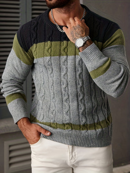 Տղամարդկանց աշուն/ձմեռ առօրյա գունային բլոկներով տրիկոտաժե պուլովեր սվիտեր