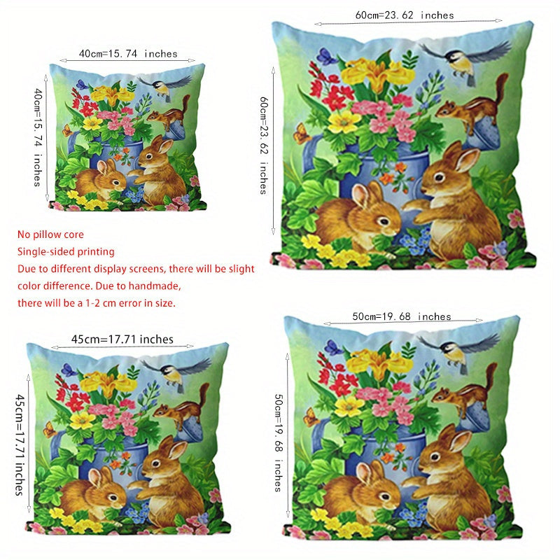 4pcs- Digital Print Single-Sided Polyester Pillowcase with Festive Designs (Pillow core not included) Holiday Decoration Home Decor Sofa Pillow Cover, Modern Sofa Square Decorative Cushion Cover Merry Christmas/Happy New Year