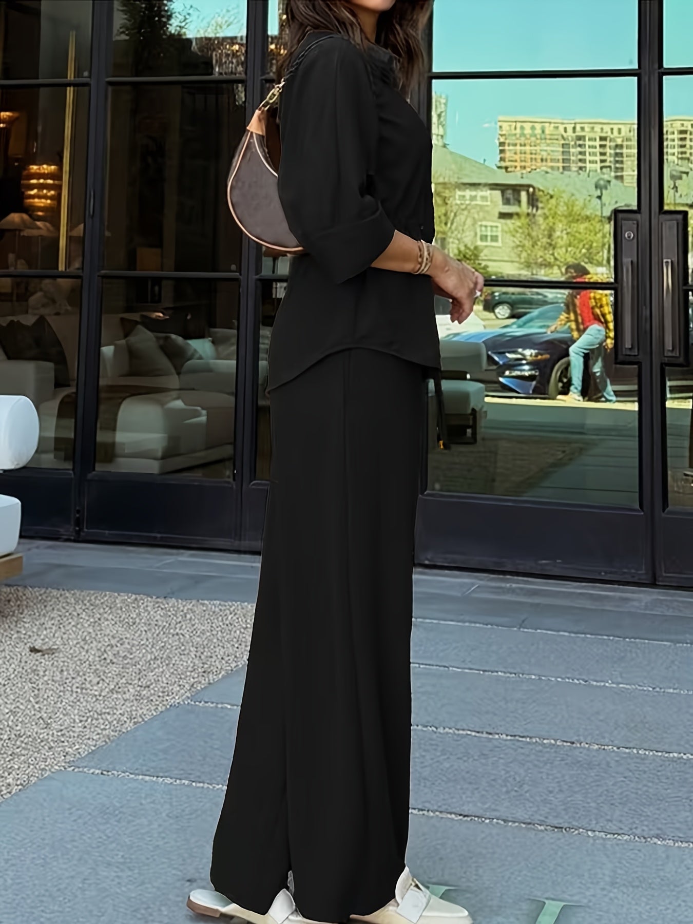 Women’s Spring Summer Casual Button Front Two-Piece Set