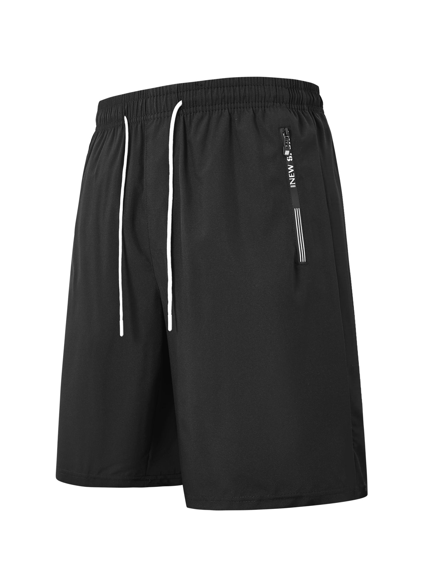 Men's Casual Swim Trunks with Elastic Waistband and Zipper Pocket