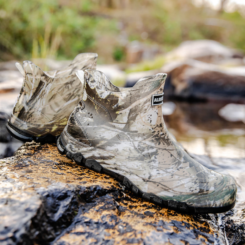 Men's Camouflage Short Rain Boots Slip-On PU Waterproof