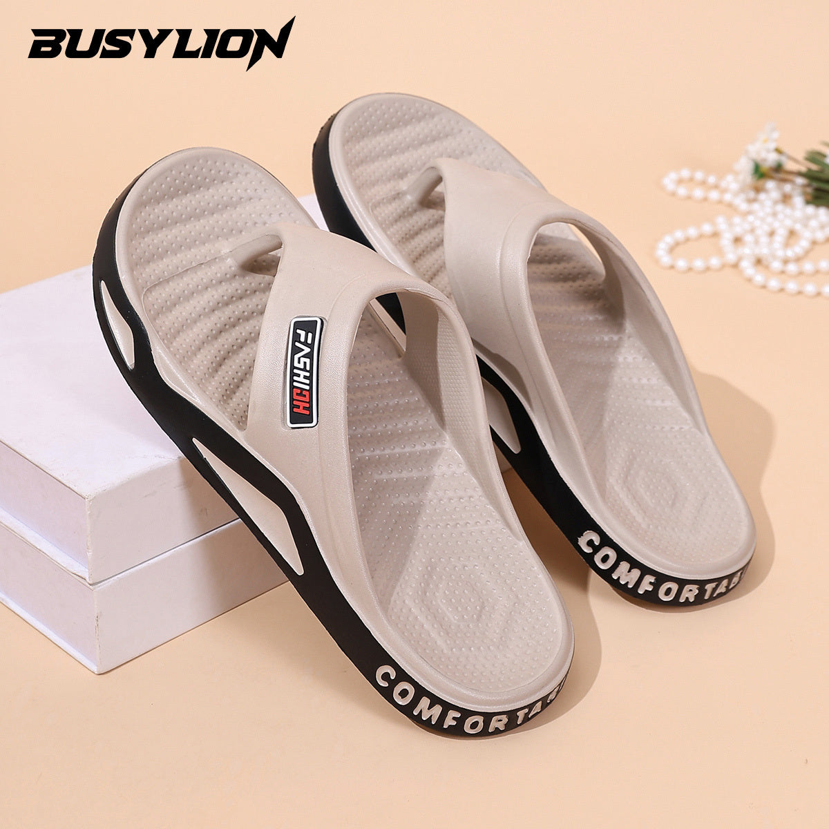 Men's Lightweight Fashion Sandals with Letter Print - Open Toe