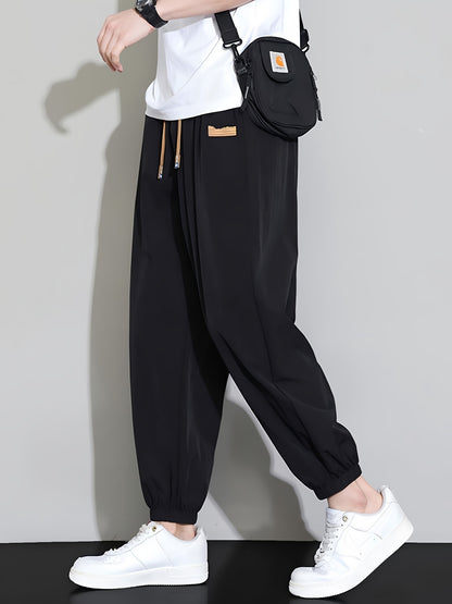 Men's Casual Loose Fit Sports Trousers, Breathable Polyester