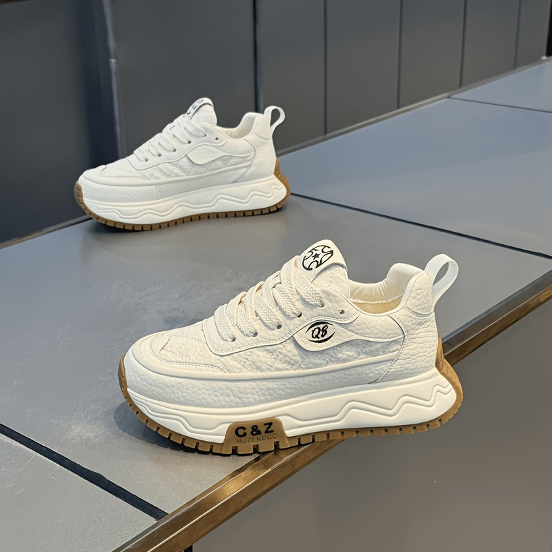 Men's Casual Lace-Up Athletic Shoes with Thick Non-Slip Sole