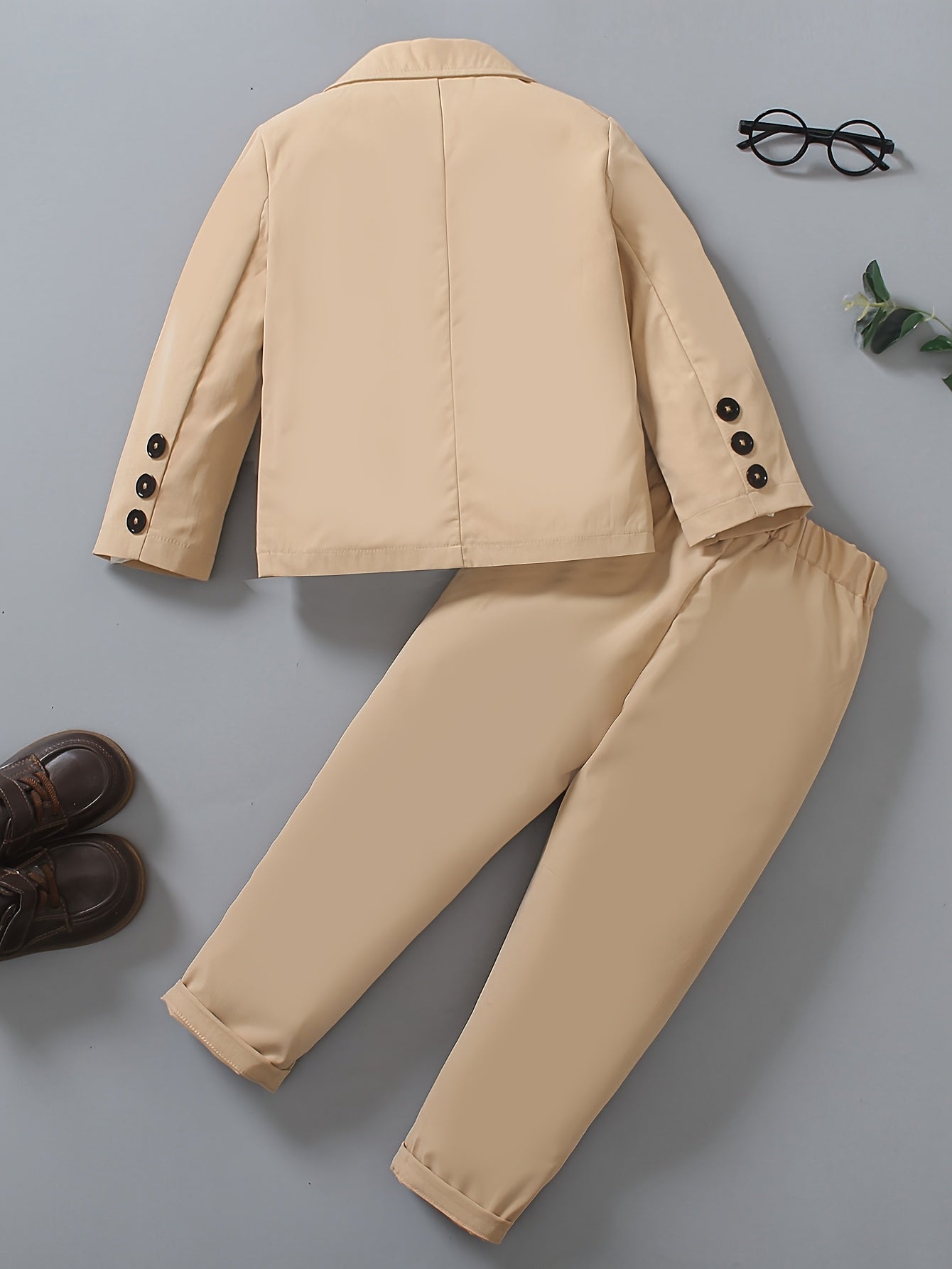Boys' Solid Color Casual Suit Set for Spring and Autumn
