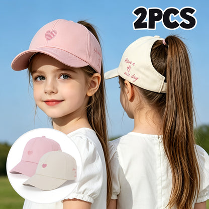 Breathable Ponytail Baseball Caps for Kids - Spring/Summer