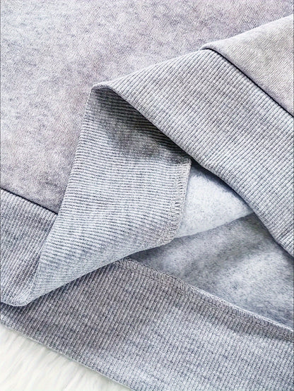 Women'S Christmas Letter Print Crew Neck Pullover Sweatshirt - Elegant Casual Long Sleeve Fleece-Lined Top with Festive Santa Hat & Star Design, All-Season Comfort for Holiday & Casual Attire, Christmas Sweatshirts, Seasonal