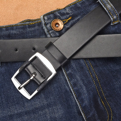 CKIRUV Men'S Elegant Faux Leather Belt with Alloy Buckle, Fashionable Business Casual Accessory, Ideal Valentine's/Mardi Gras/Campus Gift, Black