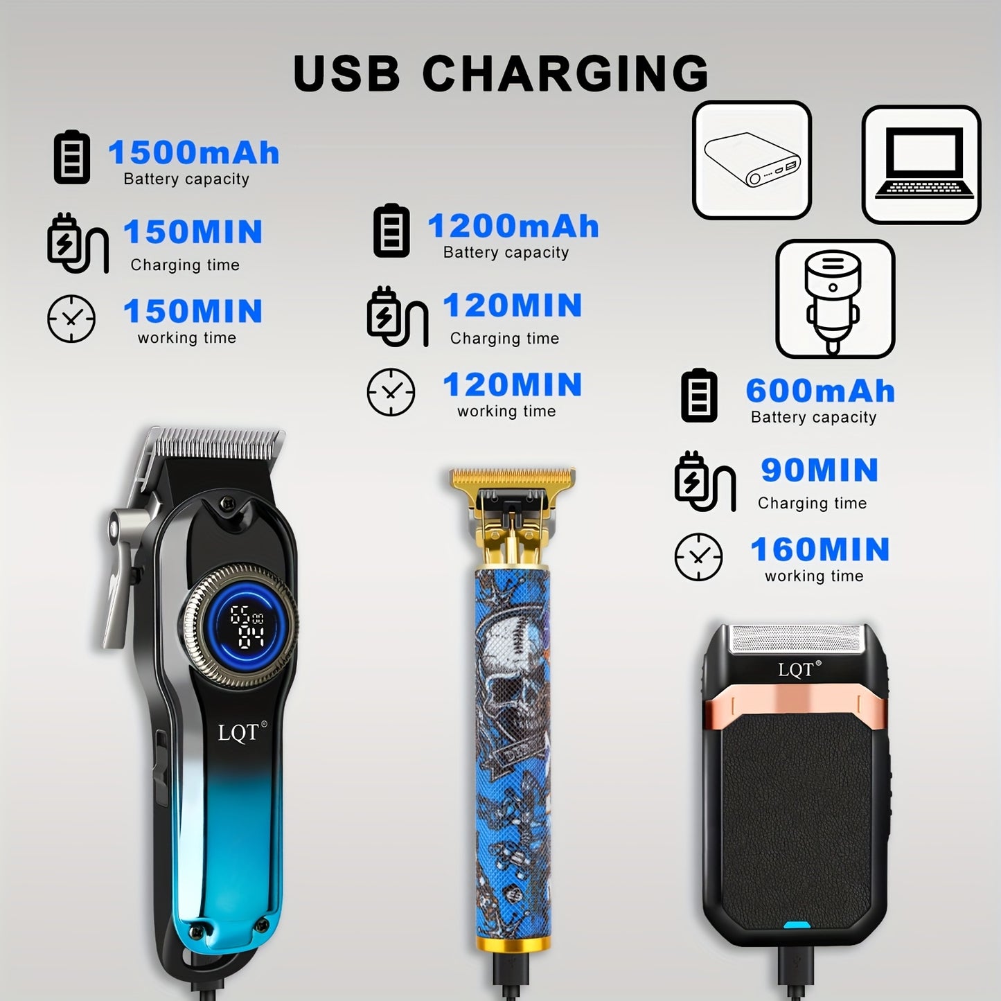 LQT 1pc/2pcs/3Ppcs Electric Hair Clipper Set/Designed for Men/Unique Graffiti Style/Men'S Grooming Kit/Beard Trimmer And Razor/Portable Home Hairdressing Tool/Men'S Gift/Father'S Day/Birthday Gift/Christmas Gift