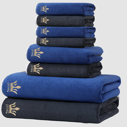 8pcs Super Soft Coral Bath Towel Set, Crown Embroidery, 2pcs 70 X 140Cm Bath Towels, 2pcs 42 X 70 Cm Hand Towels, 4pcs 35 X 35 Cm Washcloths, Quick-Drying, Fast-Absorbing, Lightweight, Perfect for Home, Hotel And Spa Use, Out - ayq