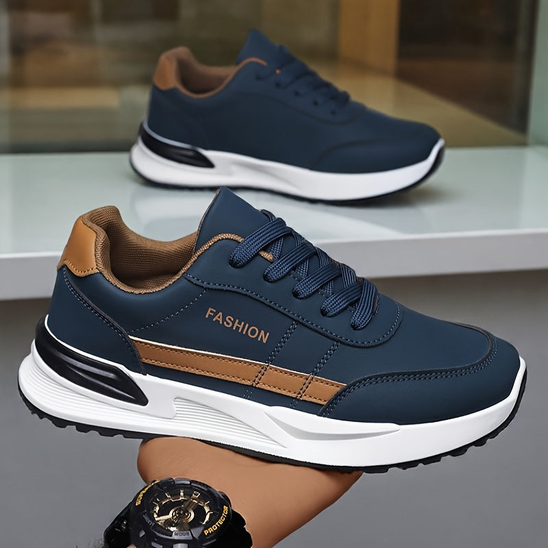 Men'S Breathable Trekking Shoes | Casual Low-Top Lace-up Sneakers, Faux Upper, PVC Sole, Suitable for All Seasons - ayq