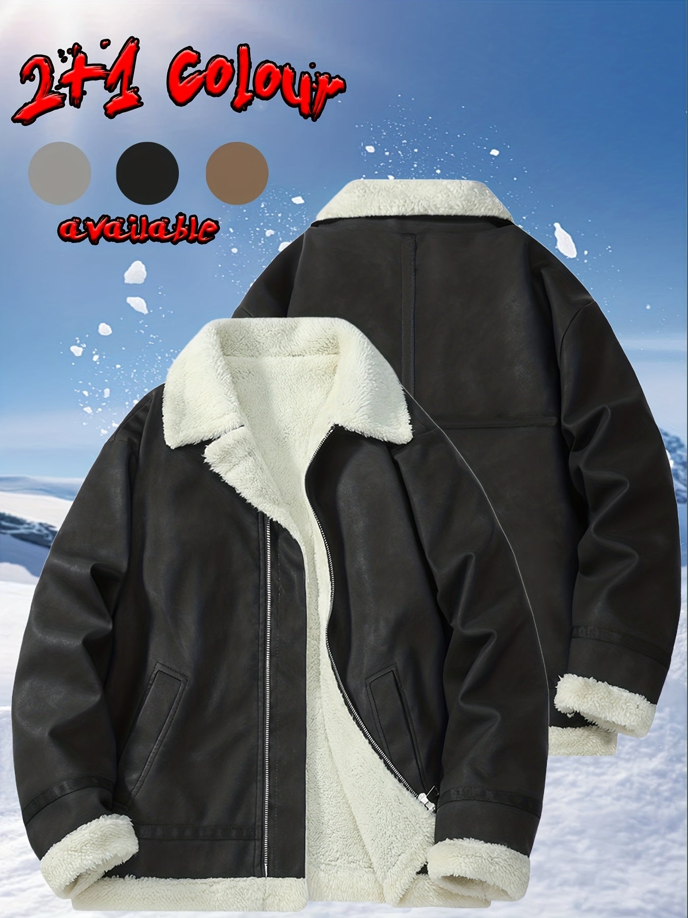 Men's Heavy-Duty Winter Bomber Jacket with - Full-Zip Workwear Coat, Collar & Full-Zip Front, Full-Zip Closure (No Bulk), Golden-Tone Button-like Closure, Hand Washable - Tan/Beige/Brown/Pink/Gray/Purple