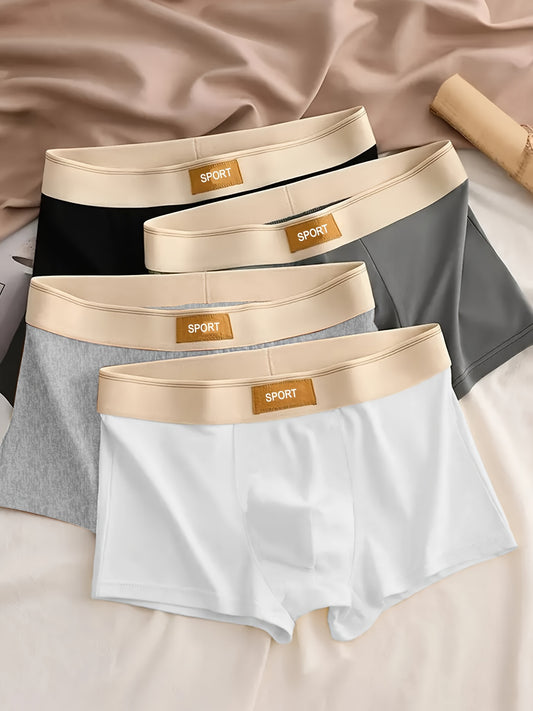 Men's Breathable Soft Boxer Briefs - Stretchy Comfort Fit, 4-Pack