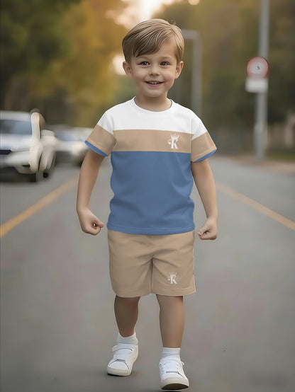 Boys' Summer Casual Short Sleeve Tee and Shorts Set