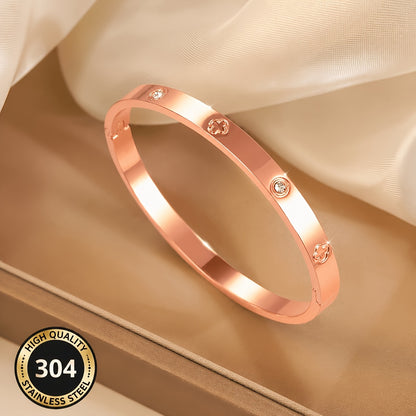 Women's 18K Gold-Plated Four-Leaf Clover Bracelet with Zirconia