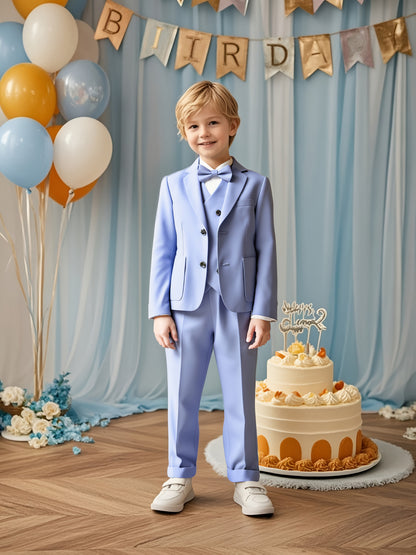 Boys' 3-Piece Formal Suit Set with Bow Tie for Parties