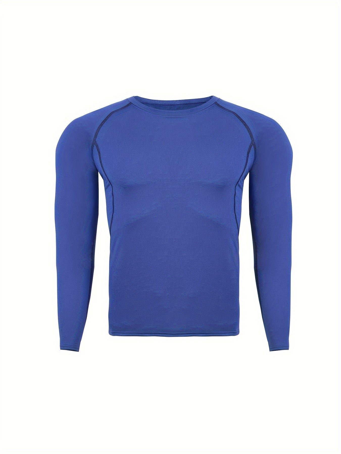 [Formfitting Shirt] Elite Athletic երկարաթև կոմպրեսիոն վերնաշապիկ - բարձր ձգվող, շնչող պոլիեսթեր և սպանդեքս խառնուրդ, պարանոցի պարանոց, անտեսանելի - իդեալական մկանային խմբերի պաշտպանության համար, մեքենայով լվացվող - կապույտ, մարզասրահի հագուստ