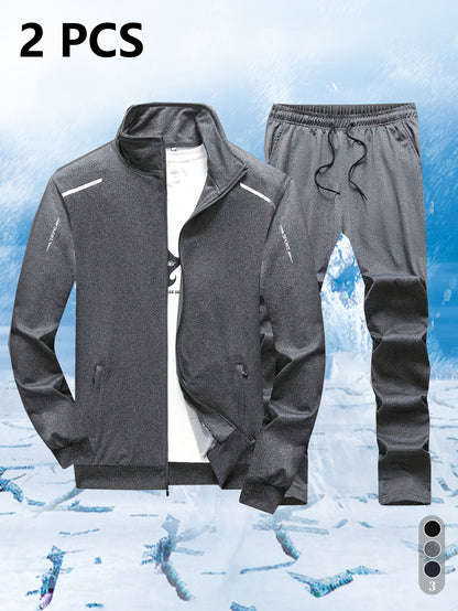 Men's Spring/Fall Stand-Up Collar Sports Cardigan Suit