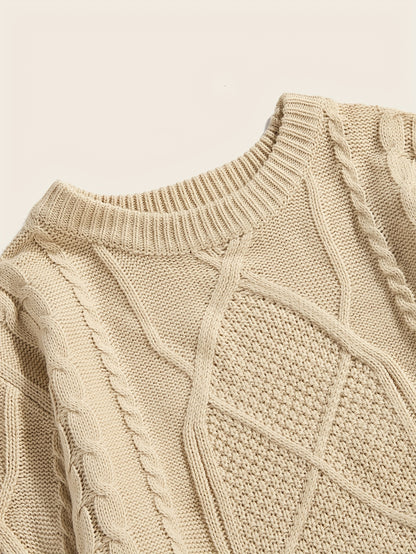 Men'S Knitted Acrylic Pullover Sweater with a Round Neck And Long Sleeves, Made from Knitted Fabric, Featuring a Casual Regular Fit Suitable for Weekends - Fall/Winter Collection