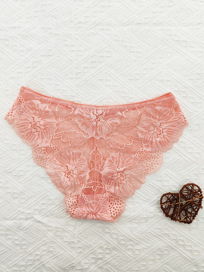 6 հատ Jacquard Lace Bow Hipster Bikini վարտիք, Հարմարավետ և շնչող ցածր գոտկատեղով շորտեր, կանացի ներքնազգեստ և ներքնազգեստ