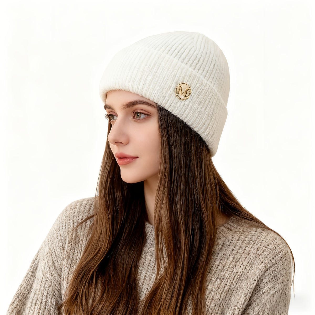 Women’s Warm Embroidered Acrylic Winter Hat, Thick Knit Cap