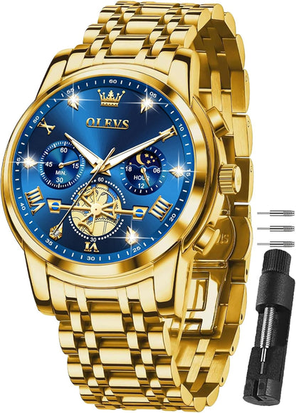 OLEVS Men’s Luxury Stainless Steel Dress Watch with Chronograph