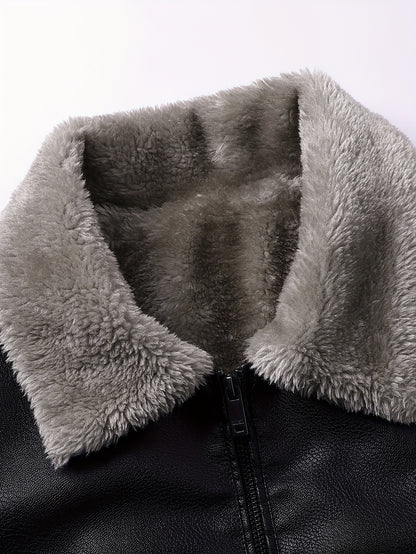 Siji Dou OBM տղամարդու վերարկու, նոր աշնանային/ձմեռային բրդյա ծածկույթով բաճկոն՝ արհեստական ​​մորթուց օձիքով, նորաձև առօրյա բաճկոն տղամարդկանց համար