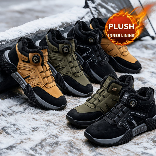 Men's Winter Riding Boots Mid-Top Cold-Proof Hiking Shoes
