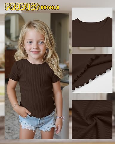 3-Pack Baby Girls Ribbed Cotton Blend T-Shirts