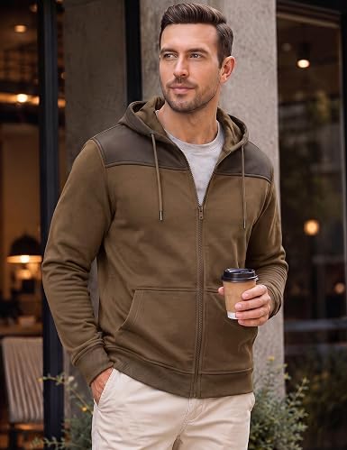JMIERR Men's Lightweight Colorblock Zip Hoodie Jacket
