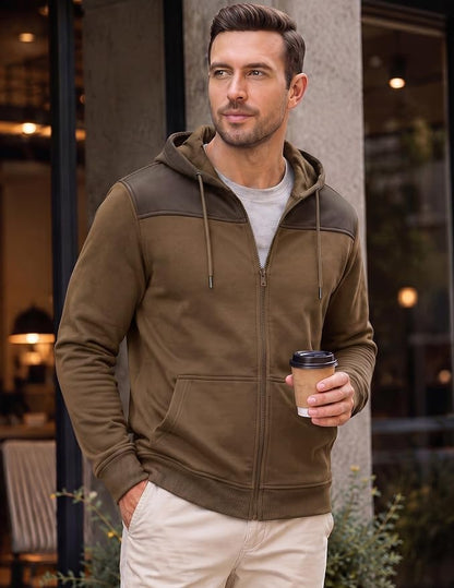 JMIERR Men's Lightweight Colorblock Zip Hoodie Jacket