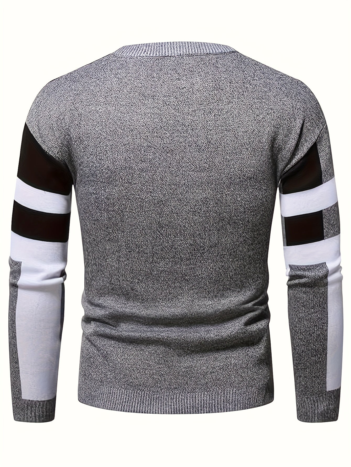 Men's Round Neck Casual Striped Warm Sweater Fashion Knit Pullover Top
