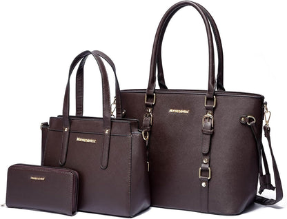 Women’s 3-Piece Tote Bag and Wallet Set – Stylish Shoulder Satchel