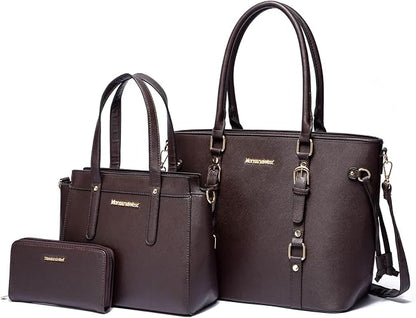 Women’s 3-Piece Tote Bag and Wallet Set – Stylish Shoulder Satchel