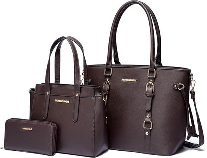 Women’s 3-Piece Tote Bag and Wallet Set – Stylish Shoulder Satchel