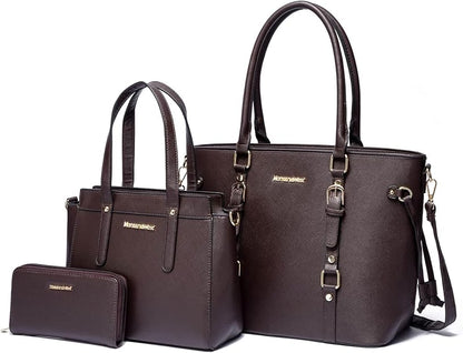 Women’s 3-Piece Tote Bag and Wallet Set – Stylish Shoulder Satchel