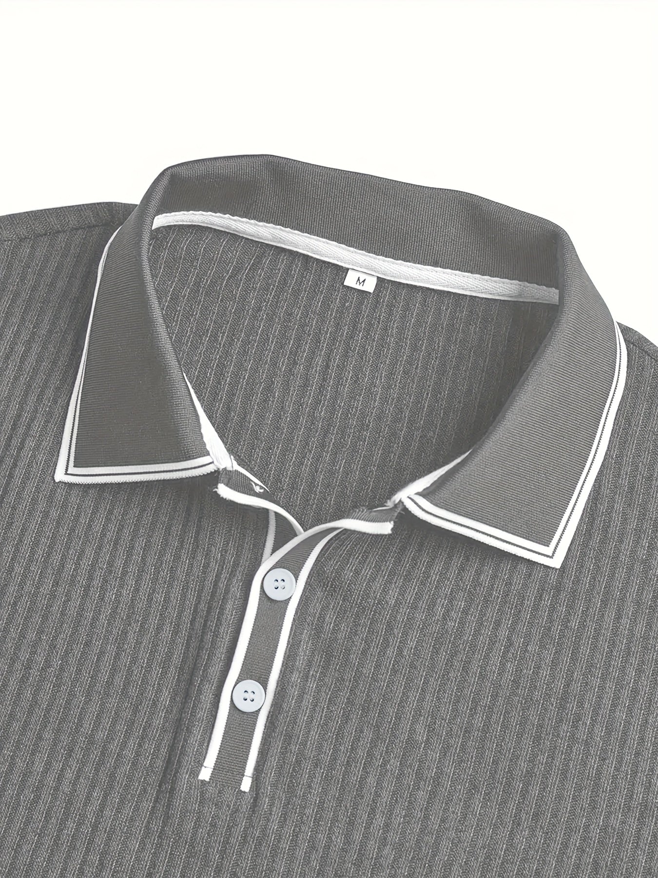 Men's Summer Casual Polo Shirt with Contrast Collar